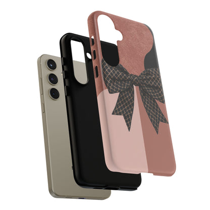 Bow Stripe Tough Phone Case – Pink Mauve Protective Cover