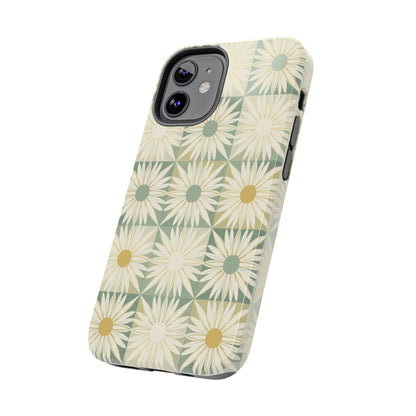 Retro Daisy Tough Phone Case — Vintage Floral Protective Cover for iPhone