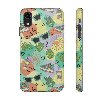 Tropical Summer Phone Case — Retro Sunglasses, Sneakers & Palm Pattern