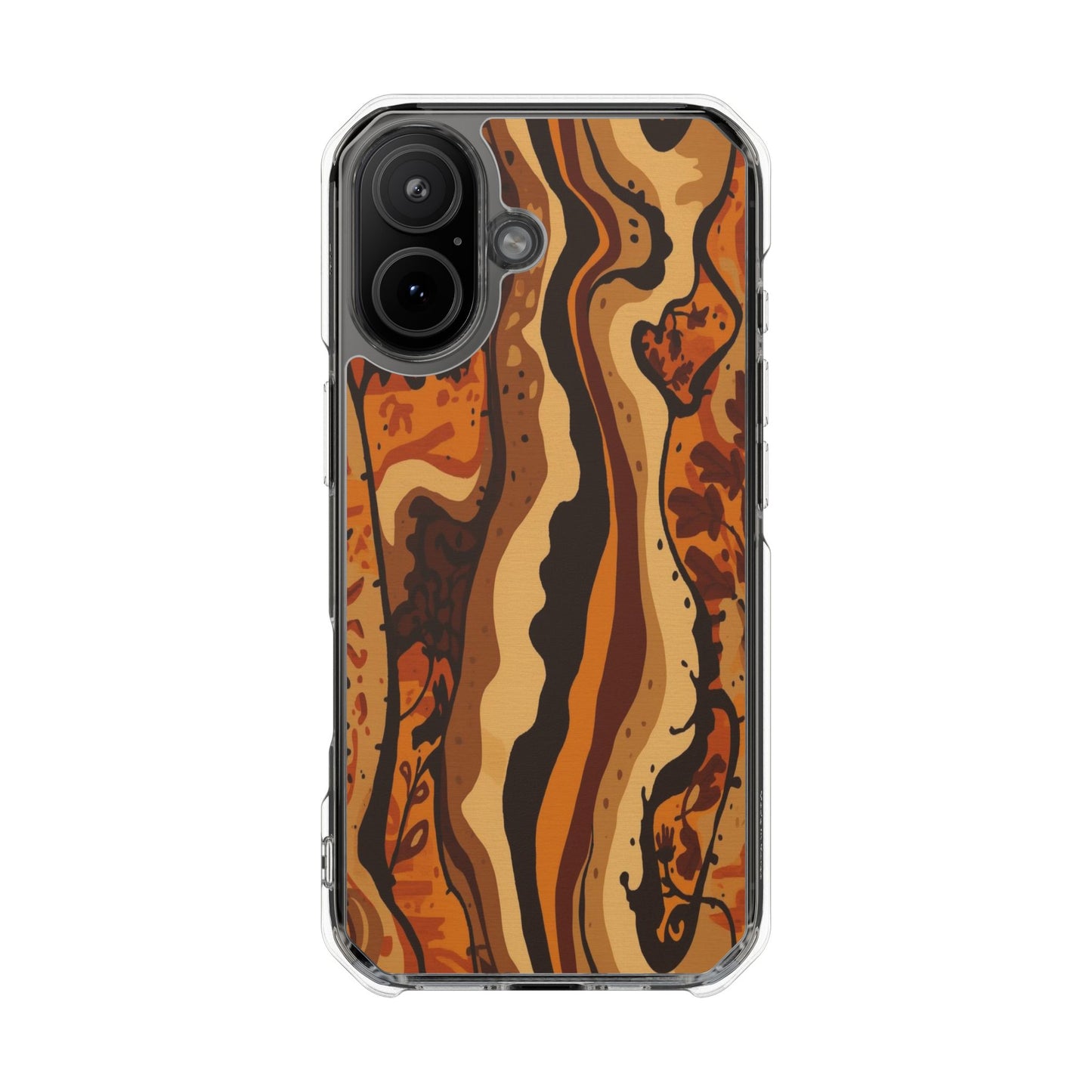 Amber Swirl Magnetic Clear Impact Phone Case — Protective Clear Case with Abstract Woodgrain Design