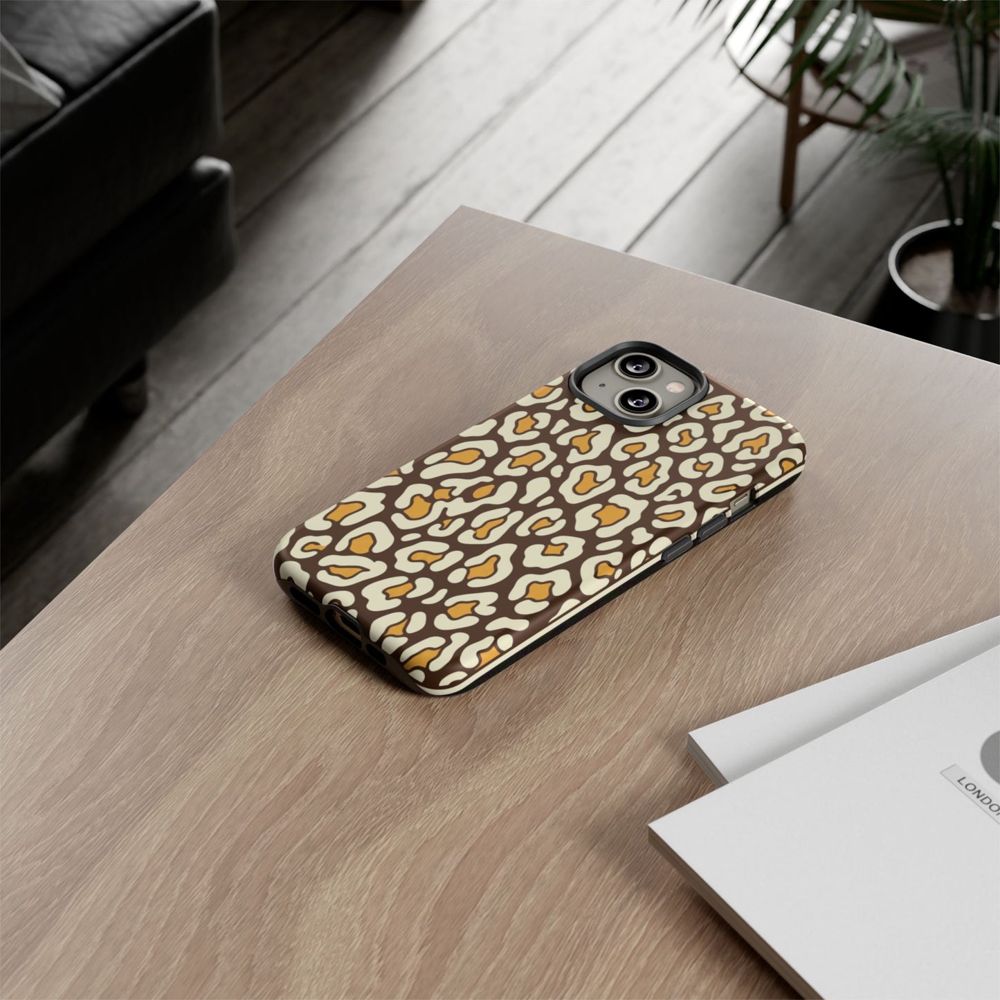 Leopard Print Tough Phone Case — Durable Protective iPhone Cover