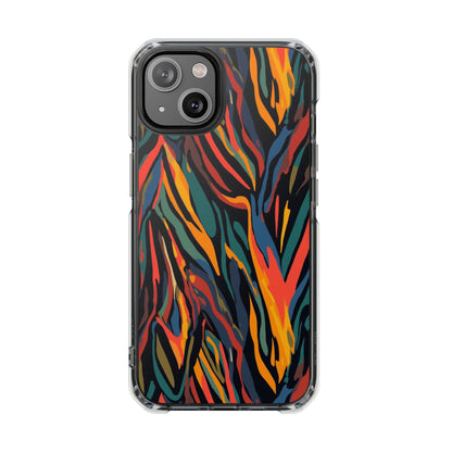Clear Magnetic Phone Case — Abstract Flame Zebra Art