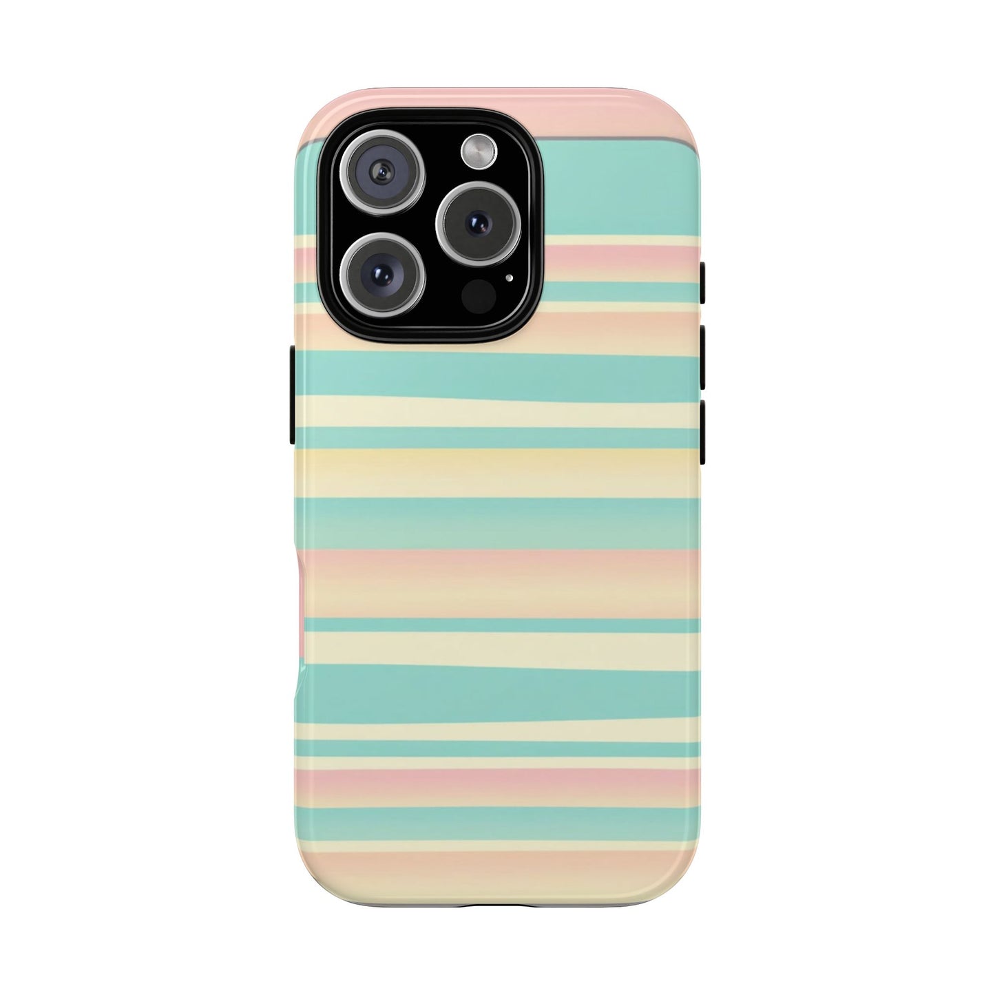 Pastel Striped Tough Phone Case — Mint, Peach & Cream Protective Cover