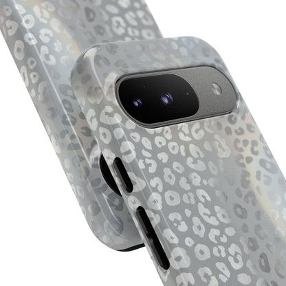 Grey Leopard Print Tough Phone Case — Durable Protective iPhone Cover