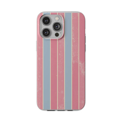Striped Pink & Blue Phone Case — Retro Pastel Flexi Case