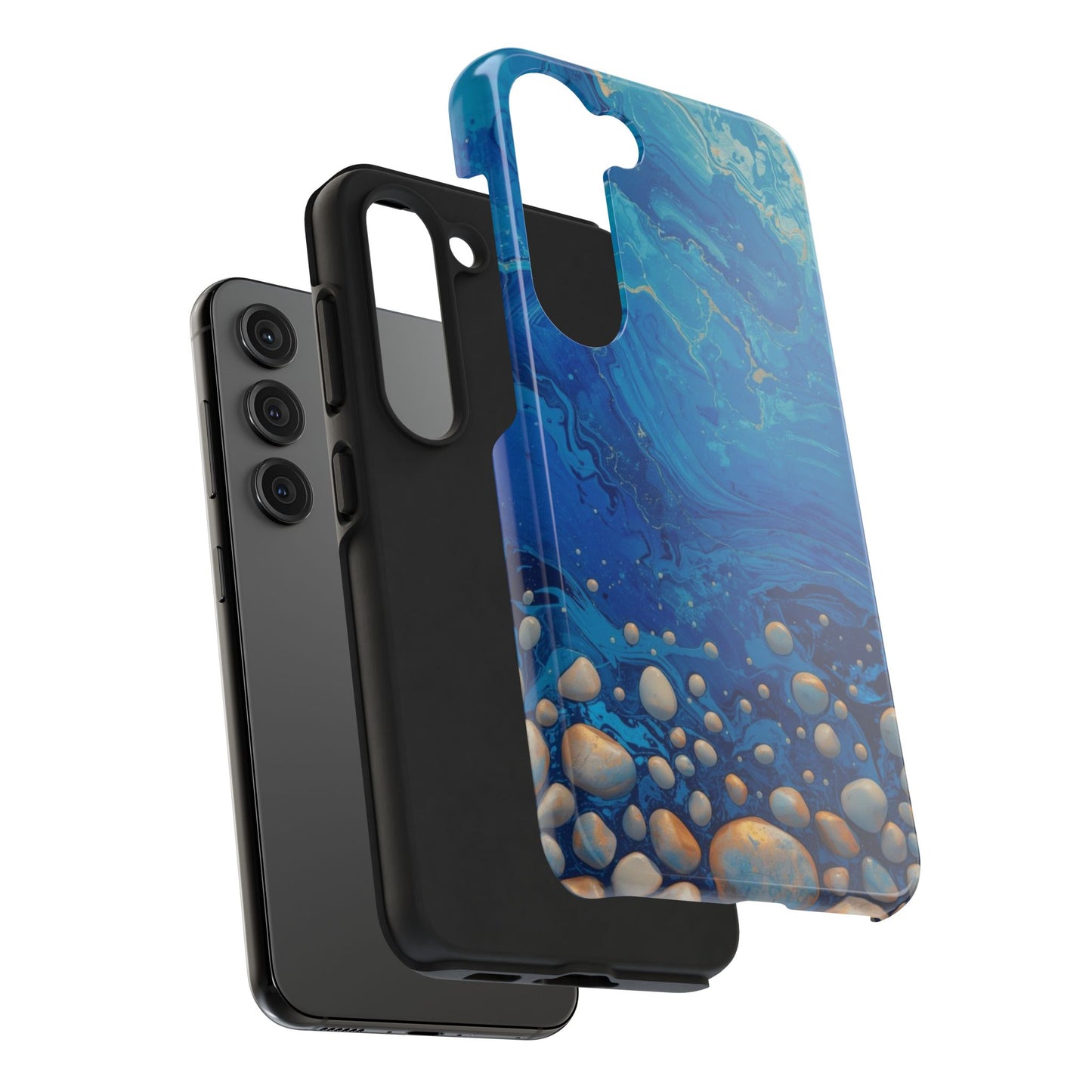 Blue Ocean Pebble Tough Phone Case — Protective Artistic Marble Design
