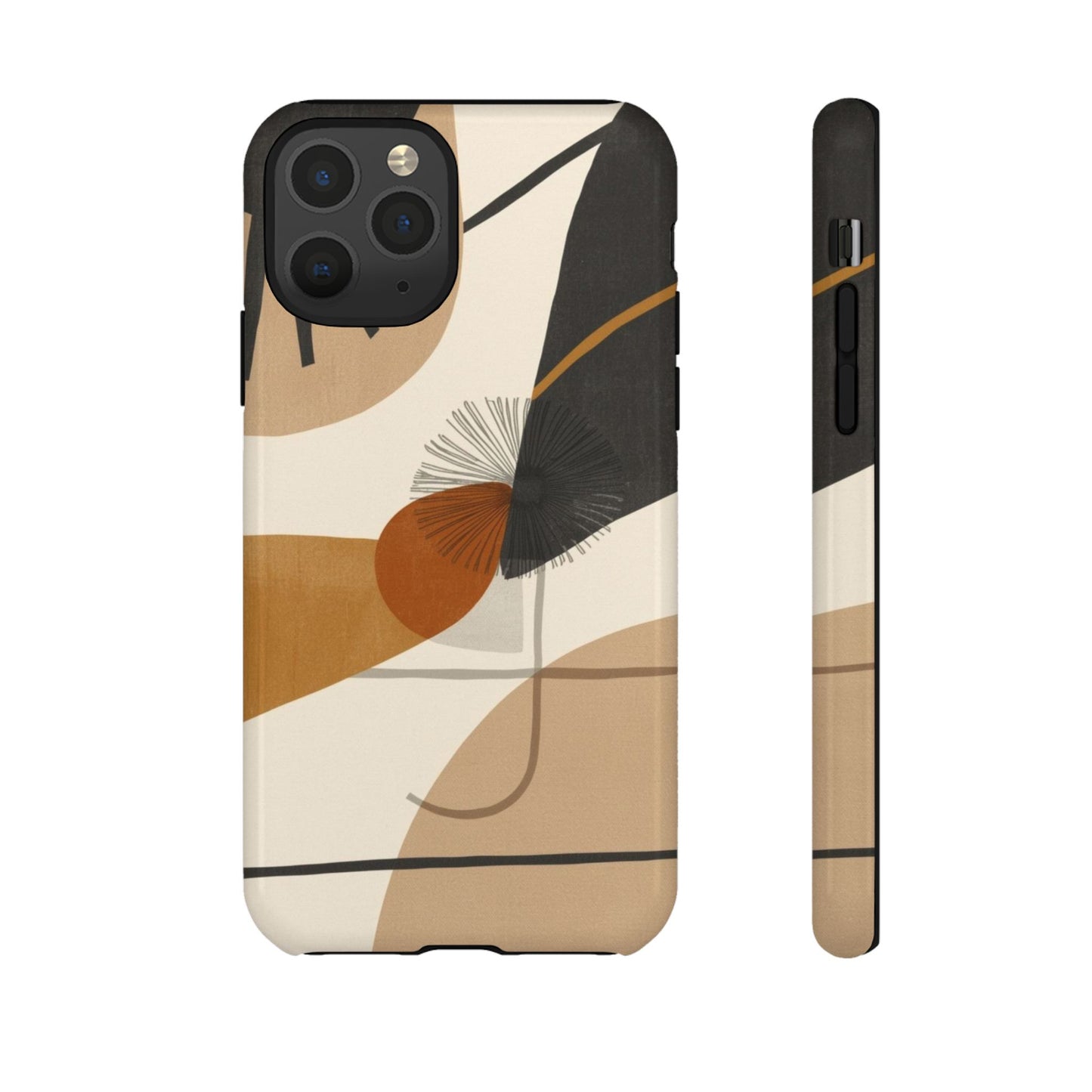 Abstract Earth Tone Phone Case — Mid-Century Minimalist Tough Case