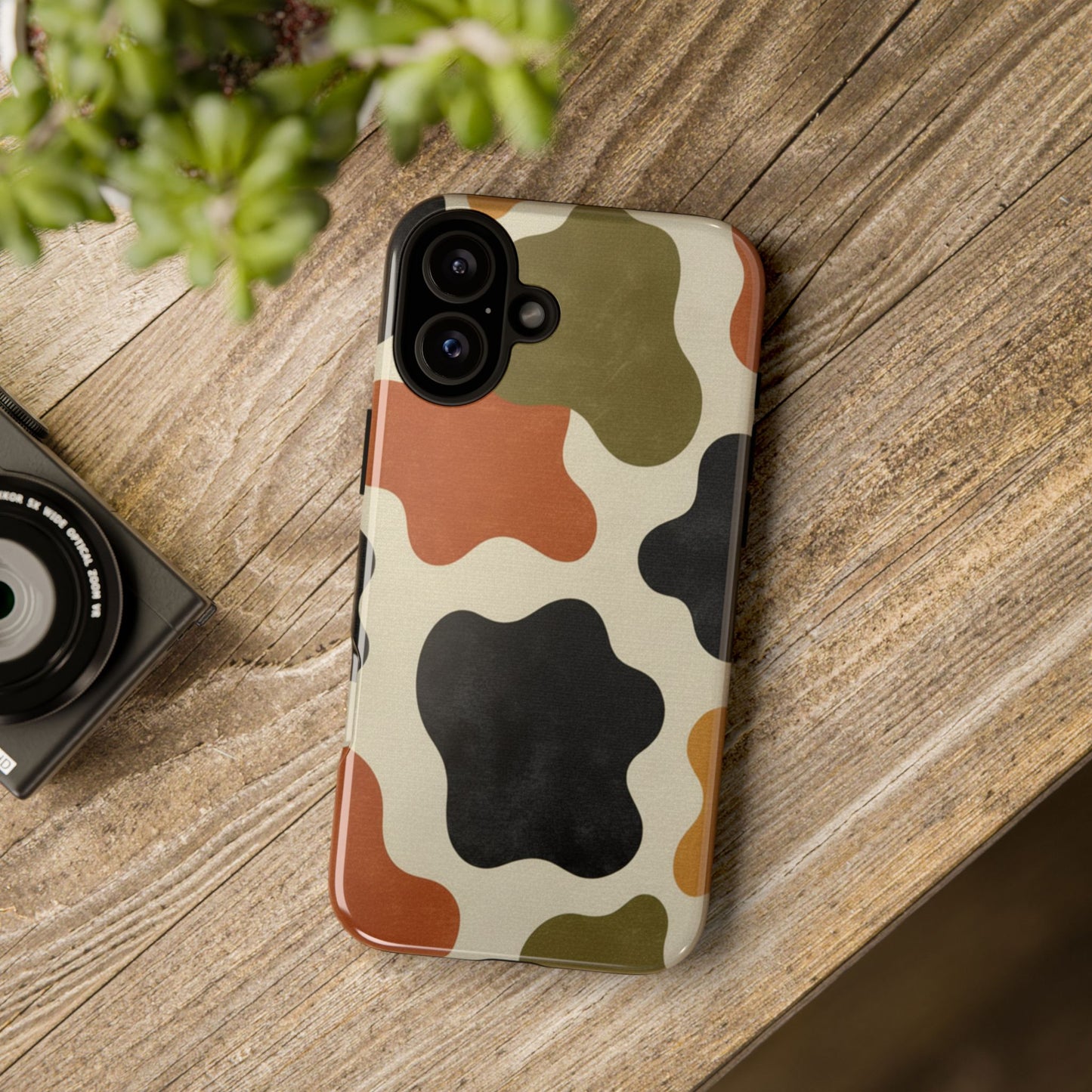 Retro Abstract Camouflage Phone Case — Earth Tone Tough Case