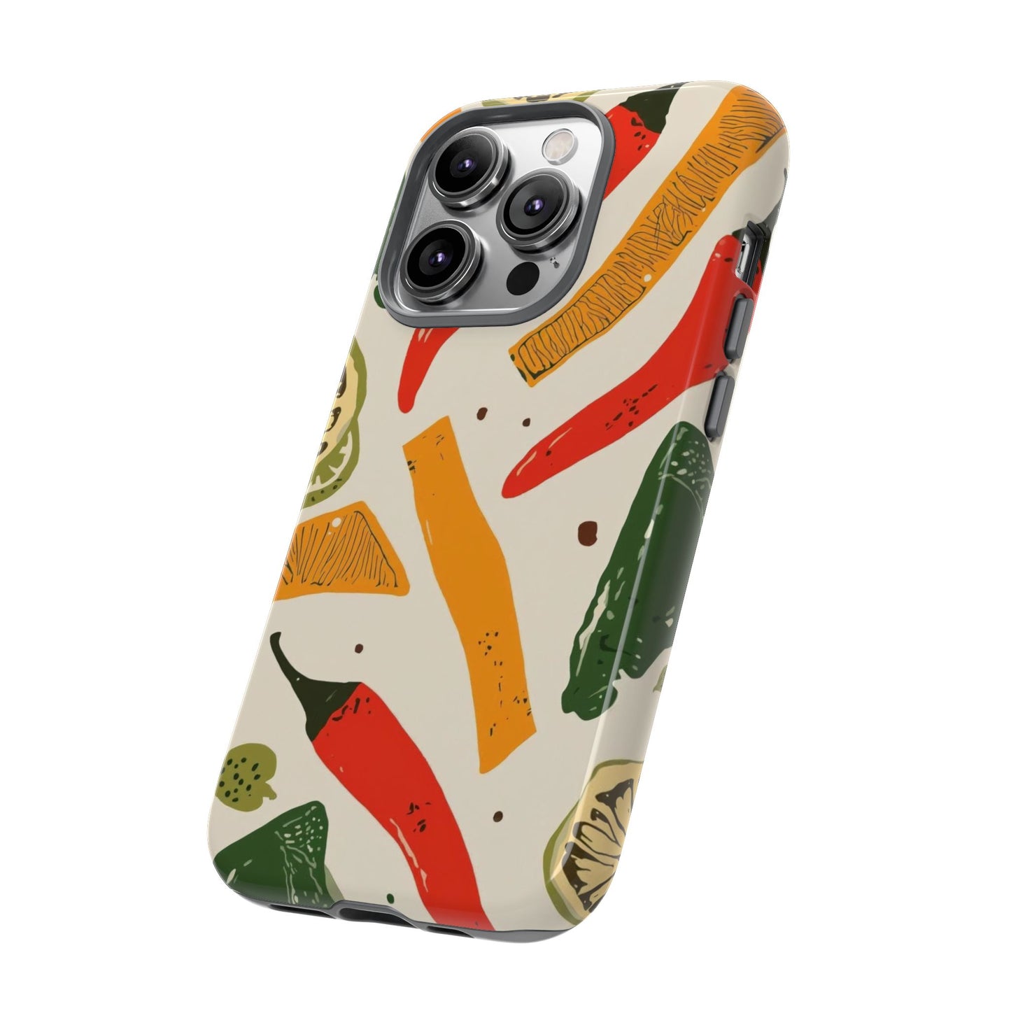 Spicy Peppers Phone Case – Colorful Chili, Lime & Citrus Pattern