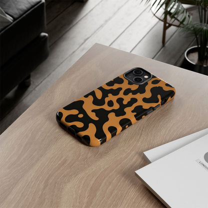 Leopard Print Phone Case — Orange & Black Tough Pattern Protective Cover