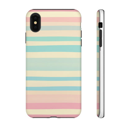Pastel Striped Tough Phone Case – Protective Retro Rainbow Design