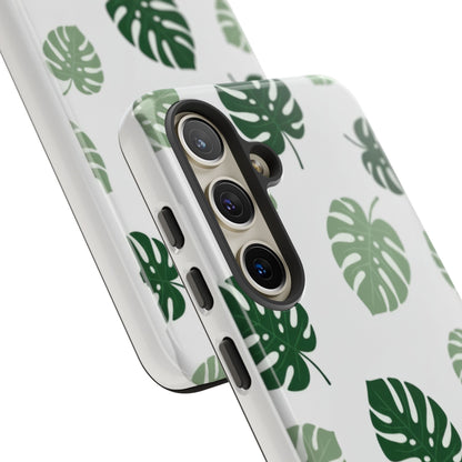 Monstera Leaf Tough Phone Case – Tropical Green Palm Pattern Protective Cover