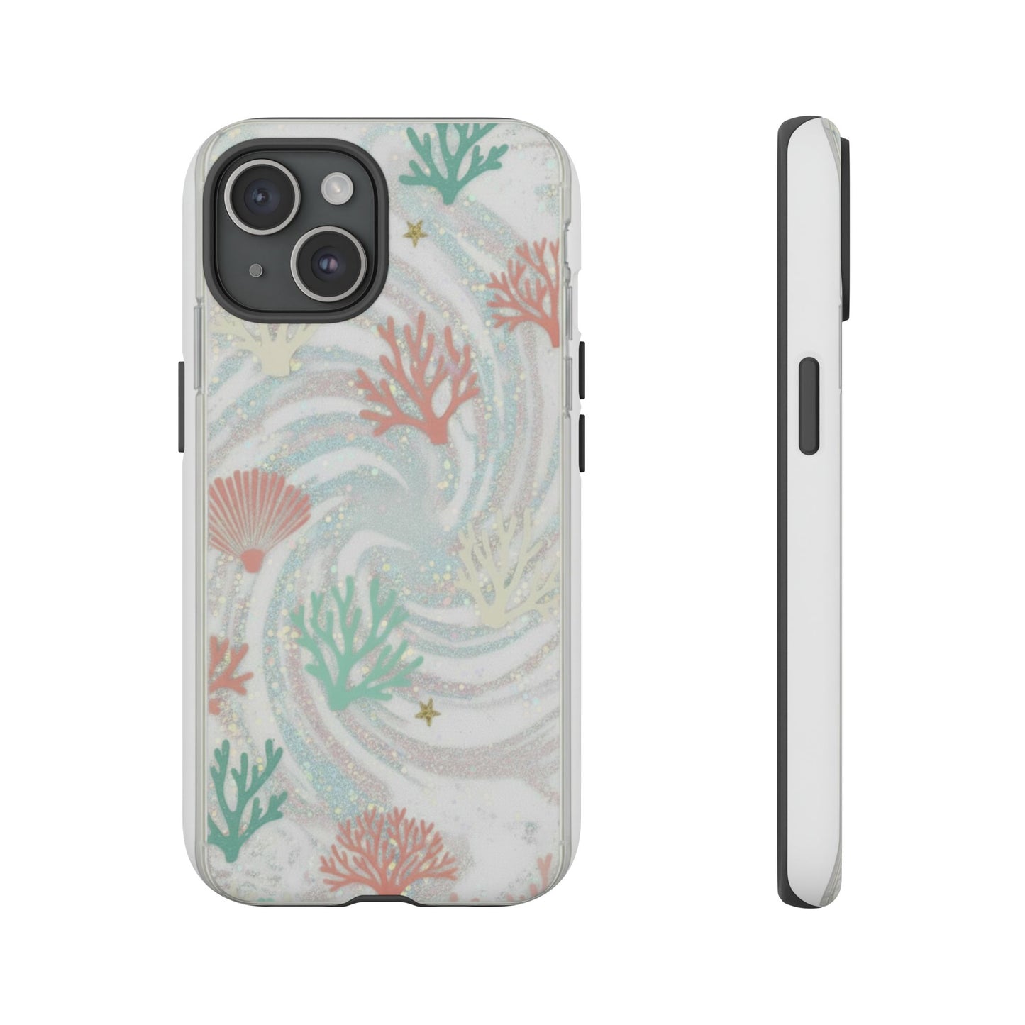 Seafoam Coral Tough Phone Case - Pastel Ocean Wave Design