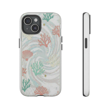 Seafoam Coral Tough Phone Case - Pastel Ocean Wave Design