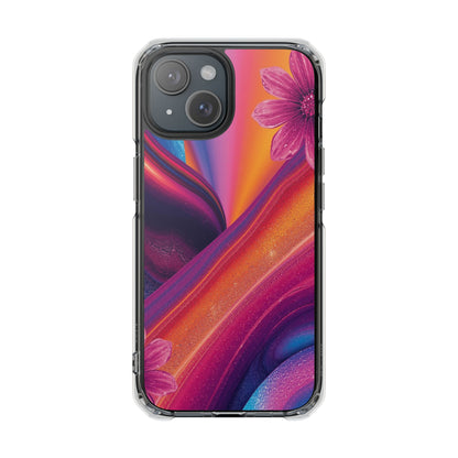 Clear Magnetic Impact Phone Case — Colorful Floral Design