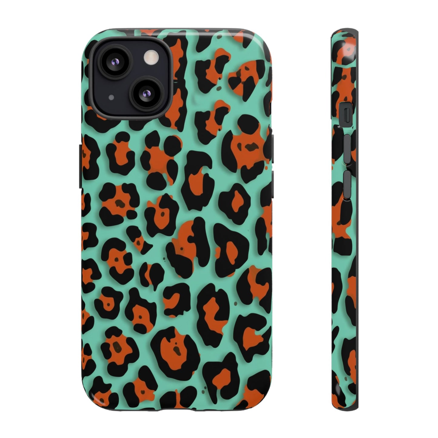 Teal & Rust Leopard Phone Case — Tough Protective Animal Print