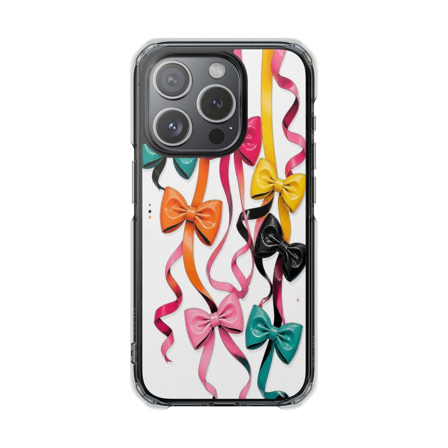 Clear Magnetic Phone Case — Colorful Ribbon Bows Design