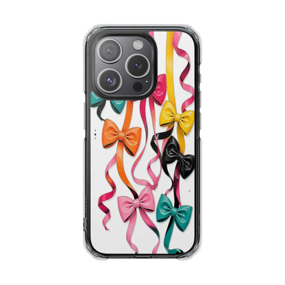 Clear Magnetic Phone Case — Colorful Ribbon Bows Design