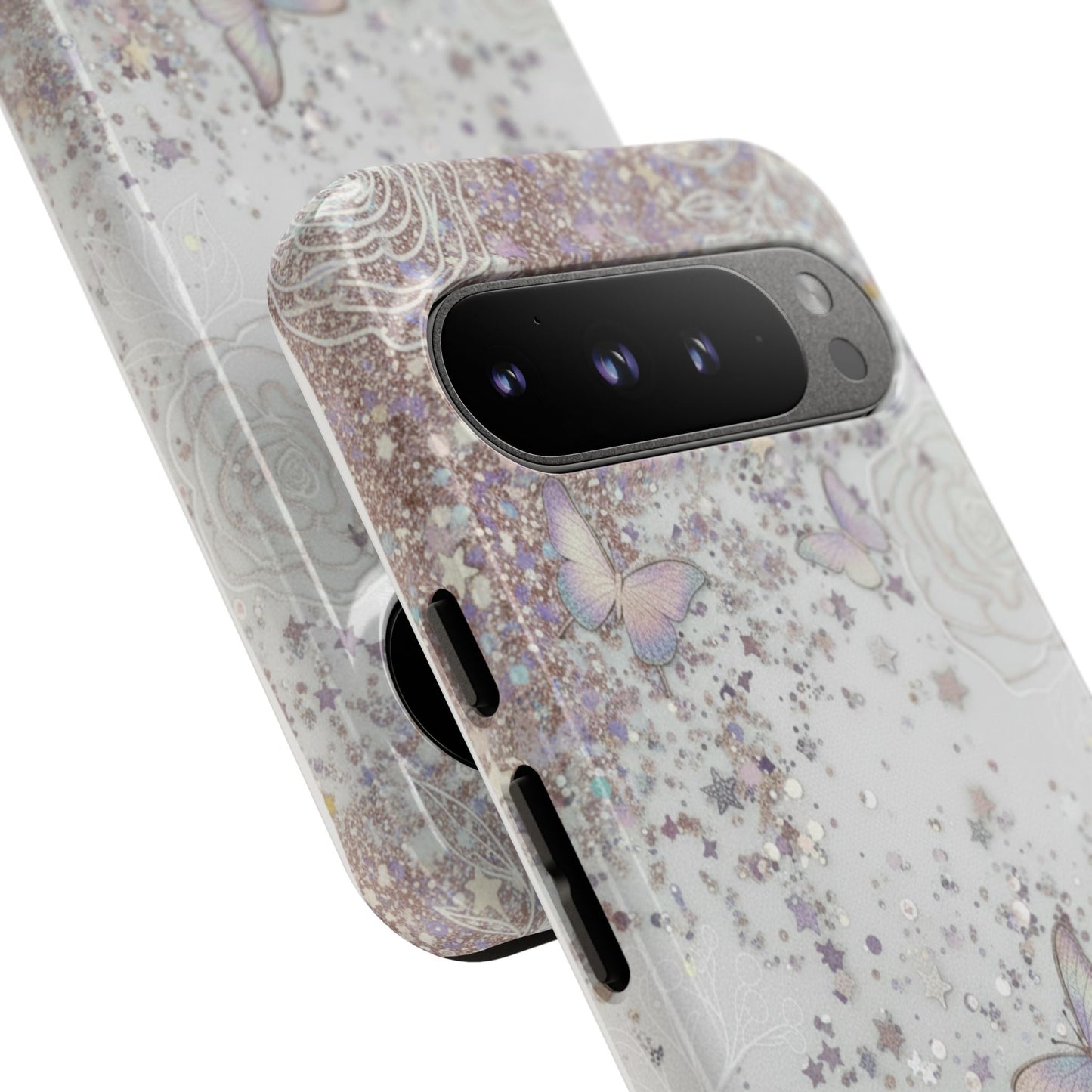Butterfly Glitter Tough Phone Case — Floral Sparkle Protective Case
