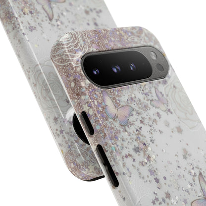 Butterfly Glitter Tough Phone Case — Floral Sparkle Protective Case