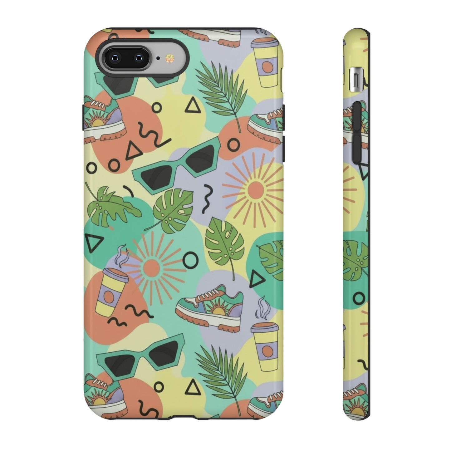 Tropical Summer Phone Case — Retro Sunglasses, Sneakers & Palm Pattern