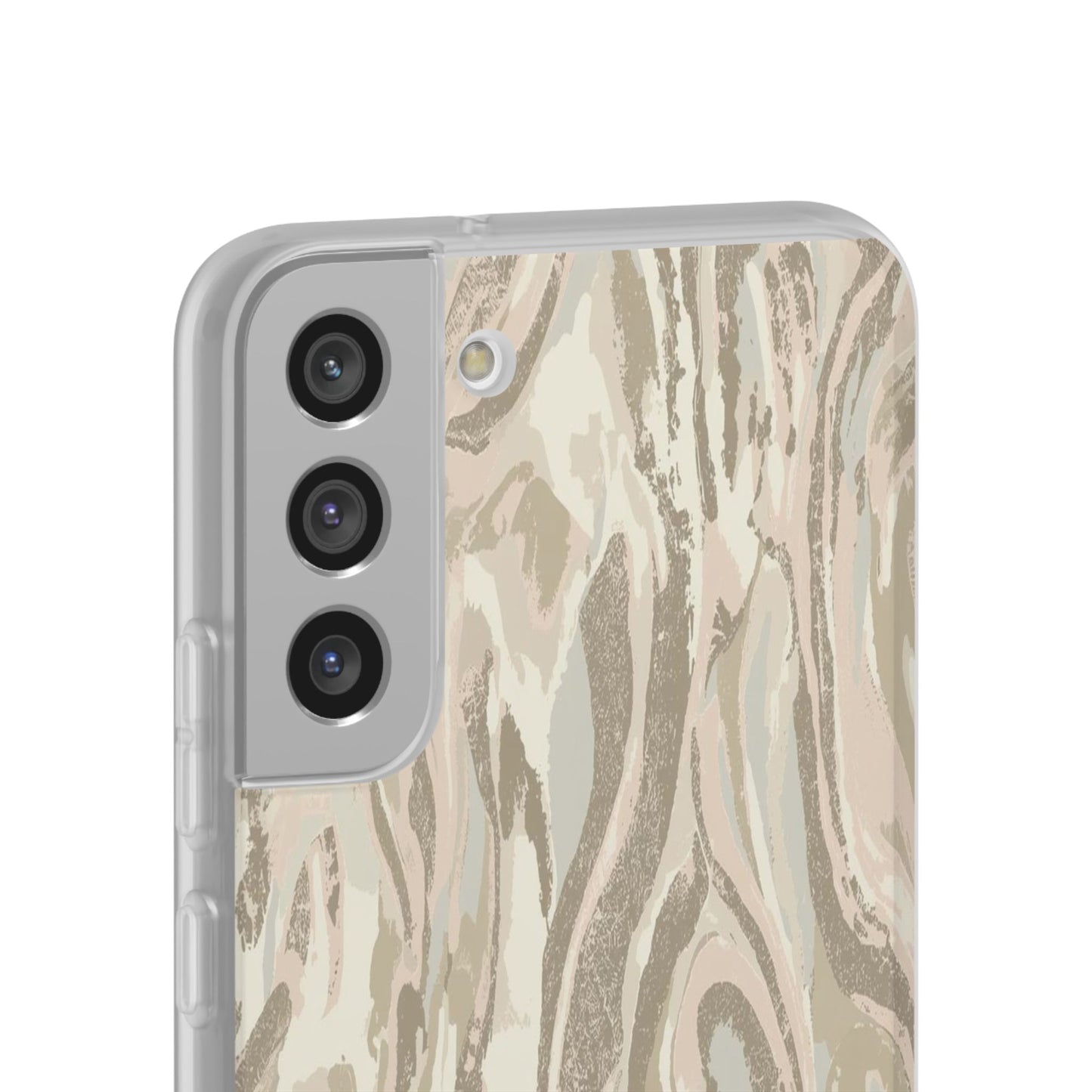 Neutral Marble Swirl Flexi Phone Case — Beige Abstract Protective Cover