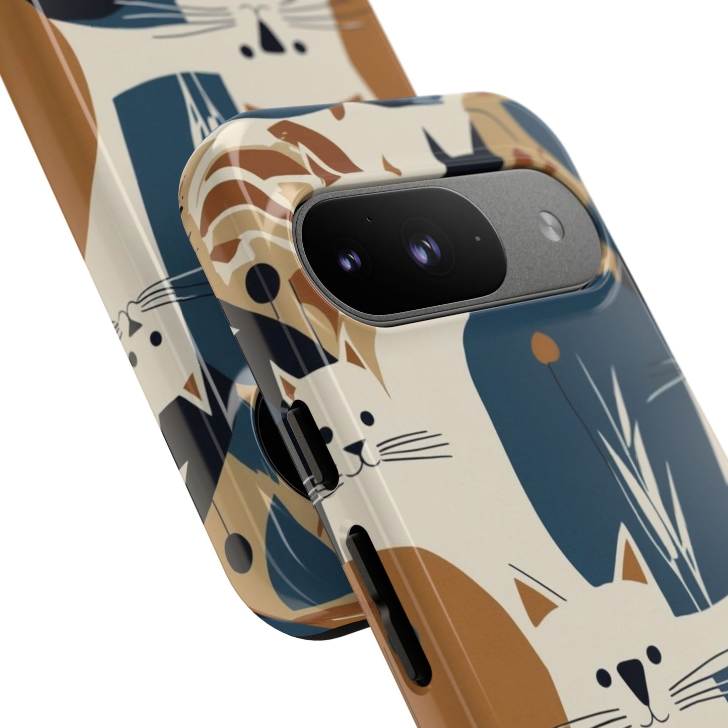 Cat Pattern Phone Case – Retro Abstract Cats Protective iPhone Cover