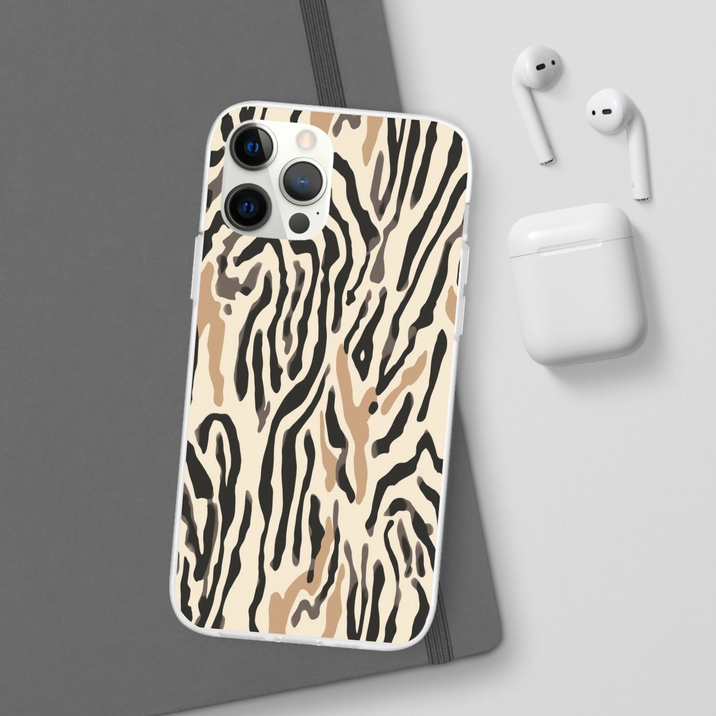 Zebra Stripe Phone Case – Neutral Animal Print Flexi Case