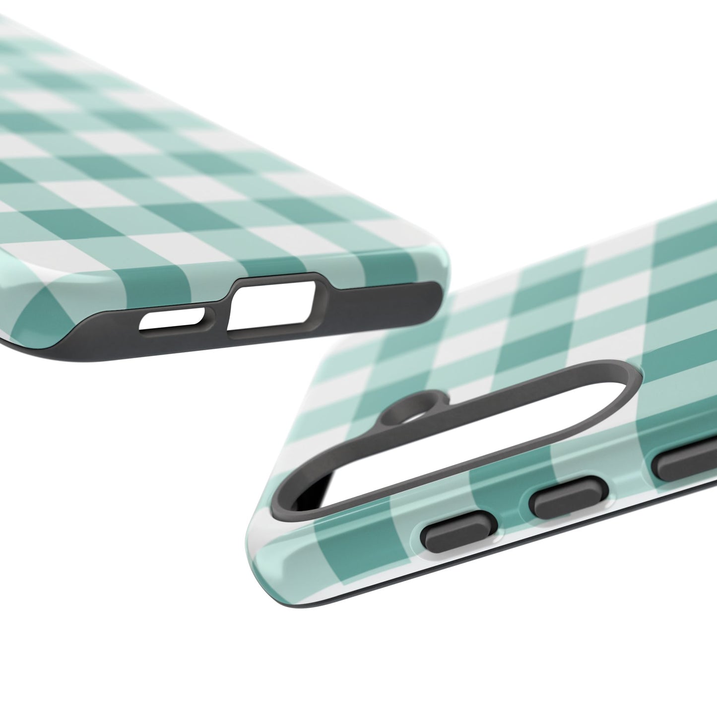 Mint Green Buffalo Check Tough Phone Case — Durable Plaid Protective Cover