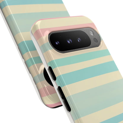 Pastel Striped Tough Phone Case – Protective Retro Rainbow Design