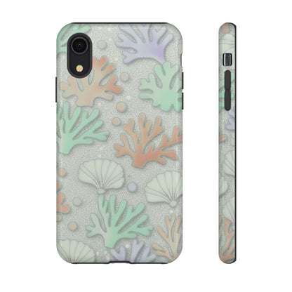 Pastel Coral Reef Tough Phone Case – Sea Shell & Coral Pattern Durable Protector