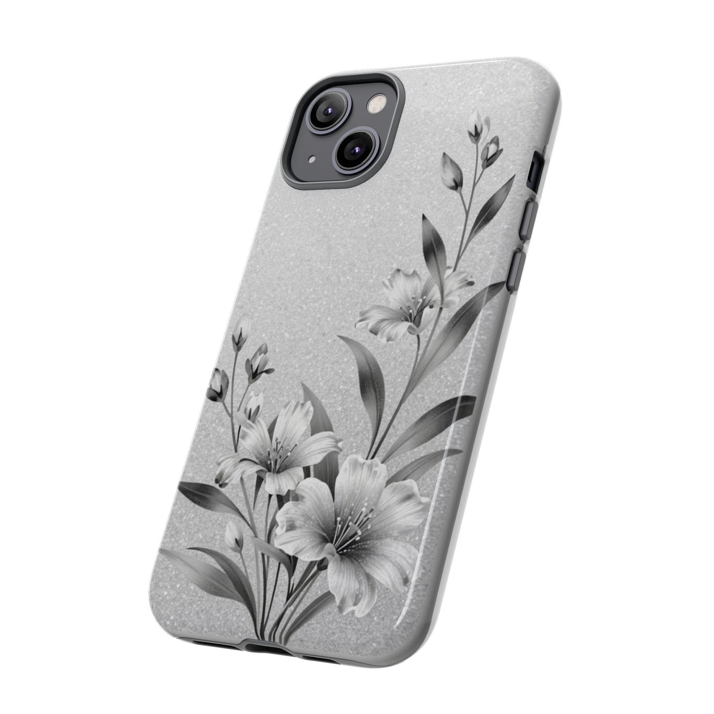 Floral Monochrome Phone Case — Elegant Black & White Lily Design