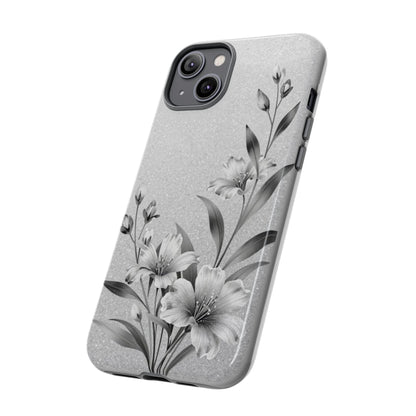 Floral Monochrome Phone Case — Elegant Black & White Lily Design