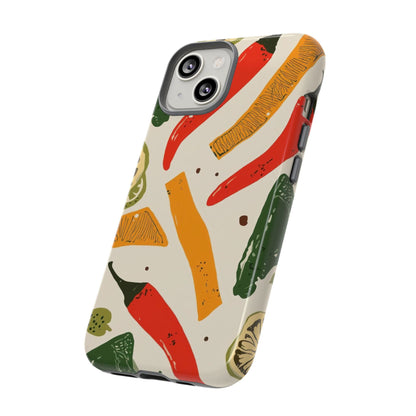 Spicy Peppers Phone Case – Colorful Chili, Lime & Citrus Pattern