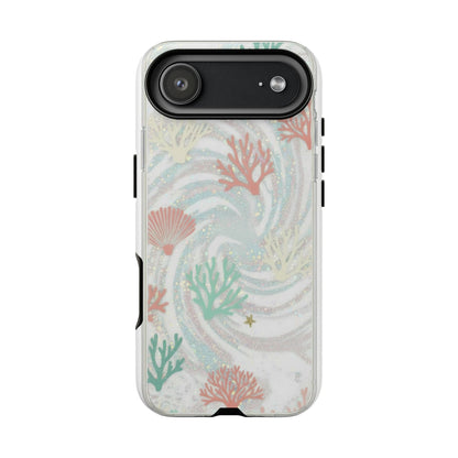 Seafoam Coral Tough Phone Case - Pastel Ocean Wave Design