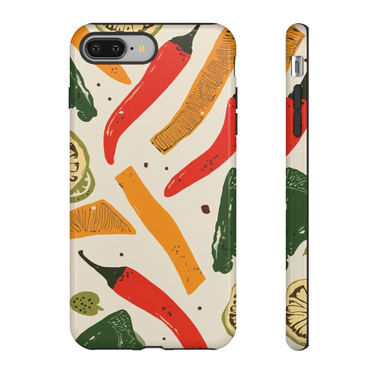 Spicy Peppers Phone Case – Colorful Chili, Lime & Citrus Pattern