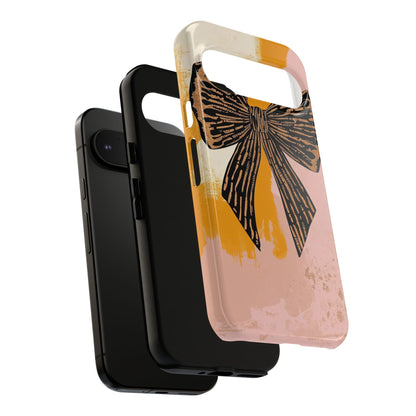 Bow Brushstroke Tough Phone Case — Pink & Mustard