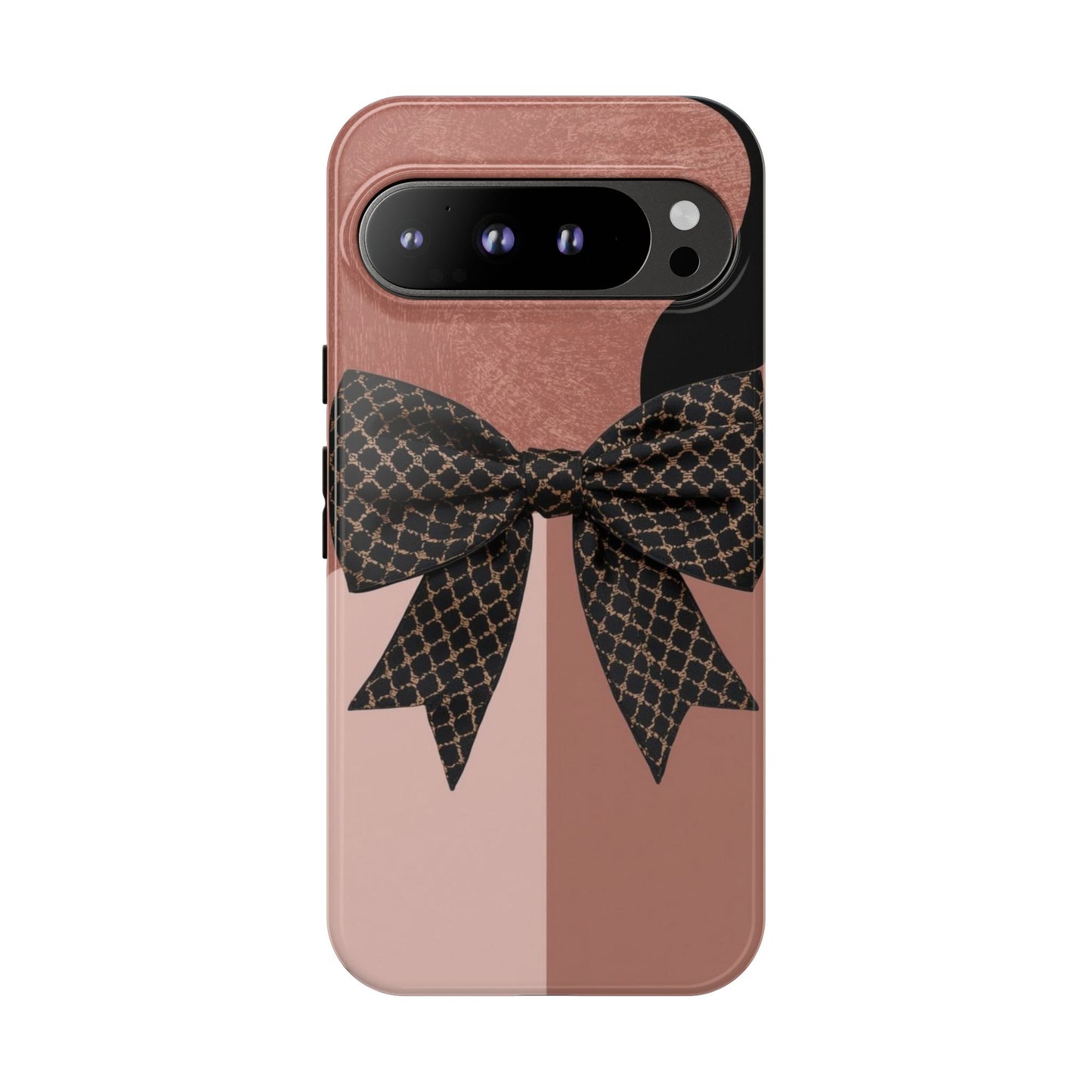 Bow Stripe Tough Phone Case – Pink Mauve Protective Cover