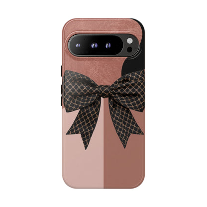 Bow Stripe Tough Phone Case – Pink Mauve Protective Cover