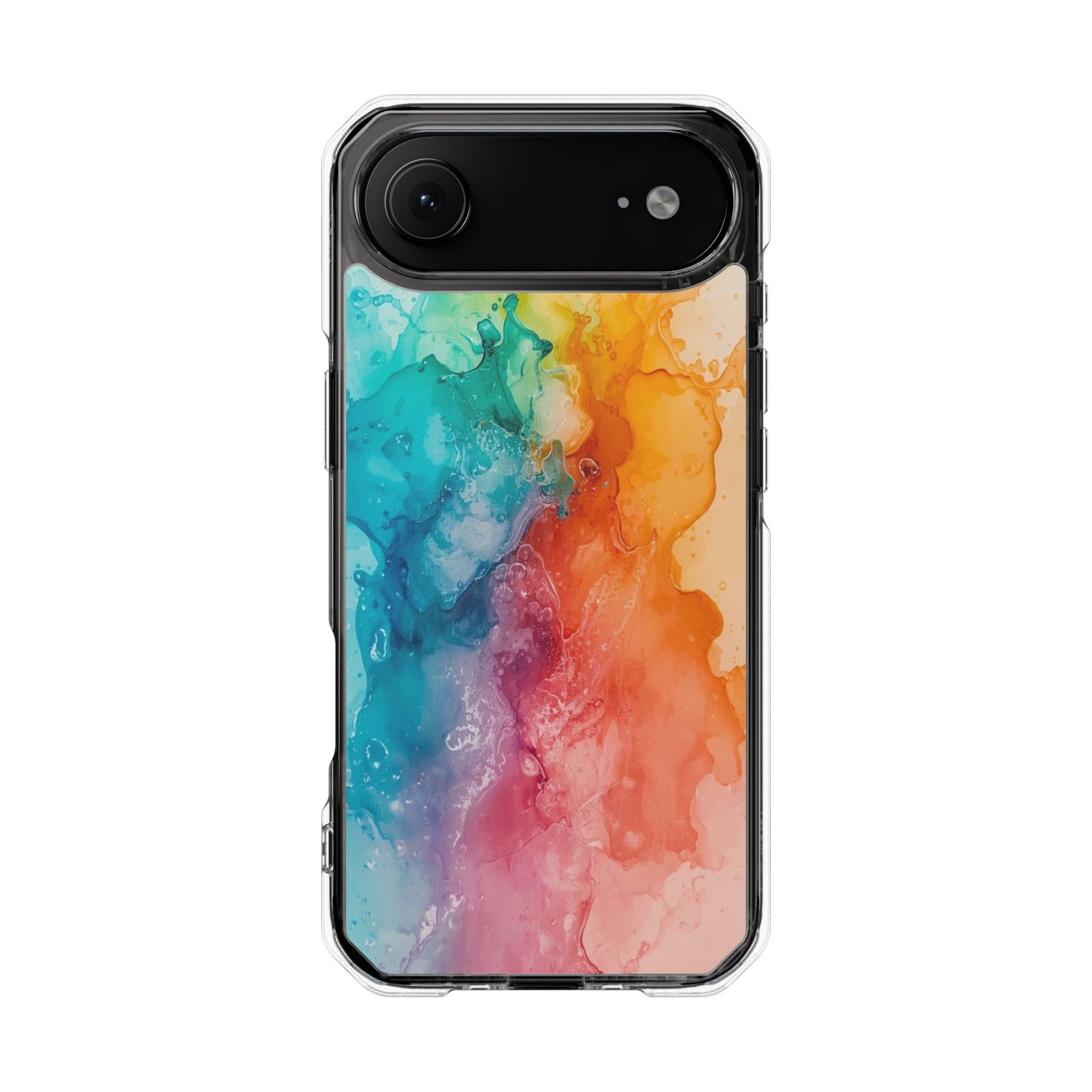 Clear Impact Phone Case — Rainbow Watercolor Splash Magnetic Compatible