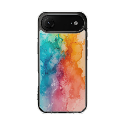 Clear Impact Phone Case — Rainbow Watercolor Splash Magnetic Compatible