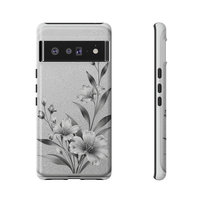 Floral Monochrome Phone Case — Elegant Black & White Lily Design