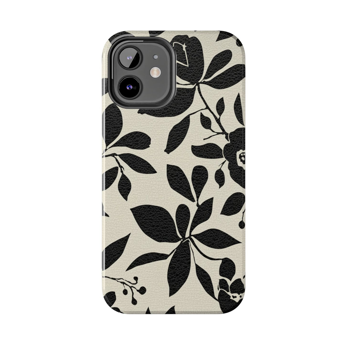 Tough Phone Case — Black Floral Silhouette Protective Cover