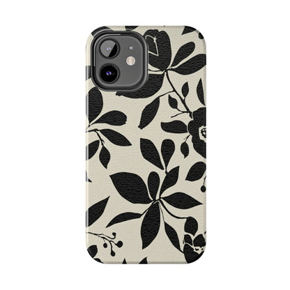 Tough Phone Case — Black Floral Silhouette Protective Cover