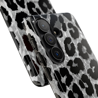 Leopard Print Phone Case — Black & Gray Tough Protective Case