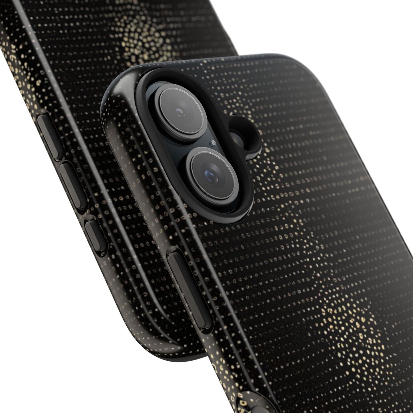 Tough Phone Case — Black Textured Metallic Dot Shield