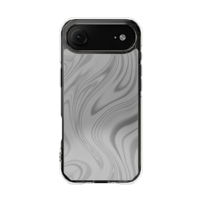 Clear Magnetic Impact Phone Case — Gray Marble Swirl
