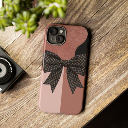 Bow Stripe Tough Phone Case – Pink Mauve Protective Cover