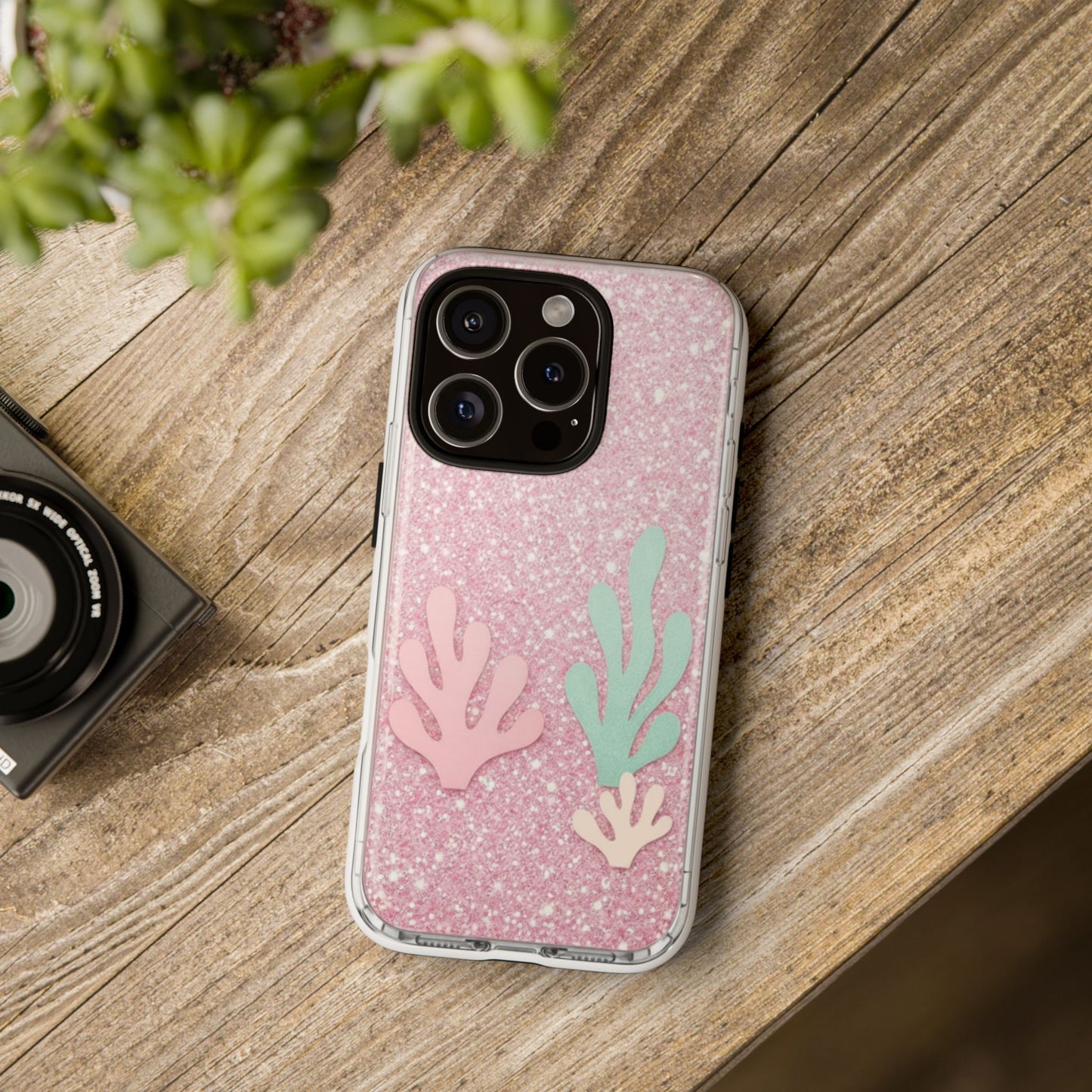 Pink Glitter Seaweed Tough Case - Sparkle Protective Phone Cover