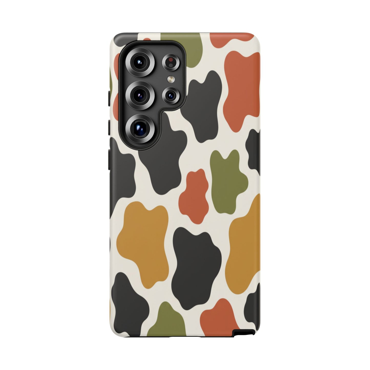 Camouflage Pattern Tough Phone Case – Retro Olive, Rust & Mustard Protective Cover